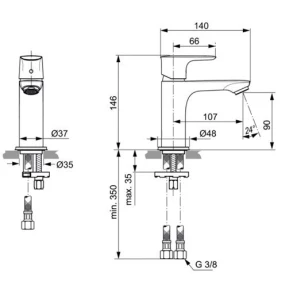 Изображение товара смеситель для раковины без донного клапана ideal standard connect air a7010aa