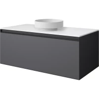 Тумба с раковиной Armadi Art Quatro Antracite 790-M1-100-A-A + 792-100-W + 801-MW 101 см , подвесная, со столешницей, антрацит матовый