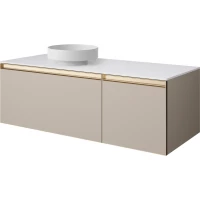Тумба с раковиной Armadi Art Quatro Daphne 790-M2-120-D-MG + 792-120-W + 801-MW 121 см L , подвесная, со столешницей, бежевый матовый
