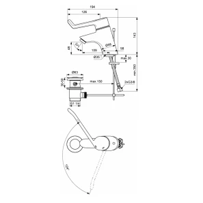 Изображение товара смеситель для раковины с донным клапаном ideal standard ceraplus b8219aa