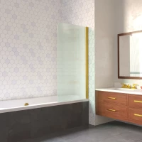 Шторка на ванну Vegas Glass EV LUX 75 09 Moru R 75 см R, профиль золотой, стекло рифленое