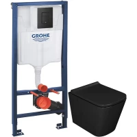 Комплект подвесной унитаз D&K Berlin DT1436025 + система инсталляции Grohe 38811kf0