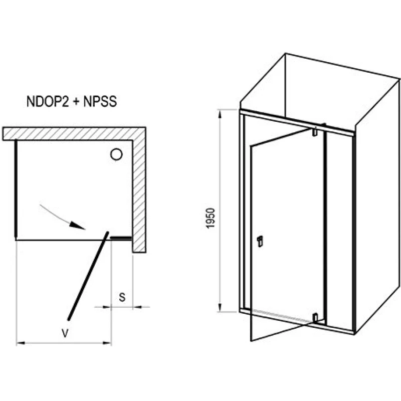 Душевой уголок 120x80 см Ravak Nexty NDOP2 + NPSS 03OG0U00Z1 + 90O40U00Z1 прозрачное