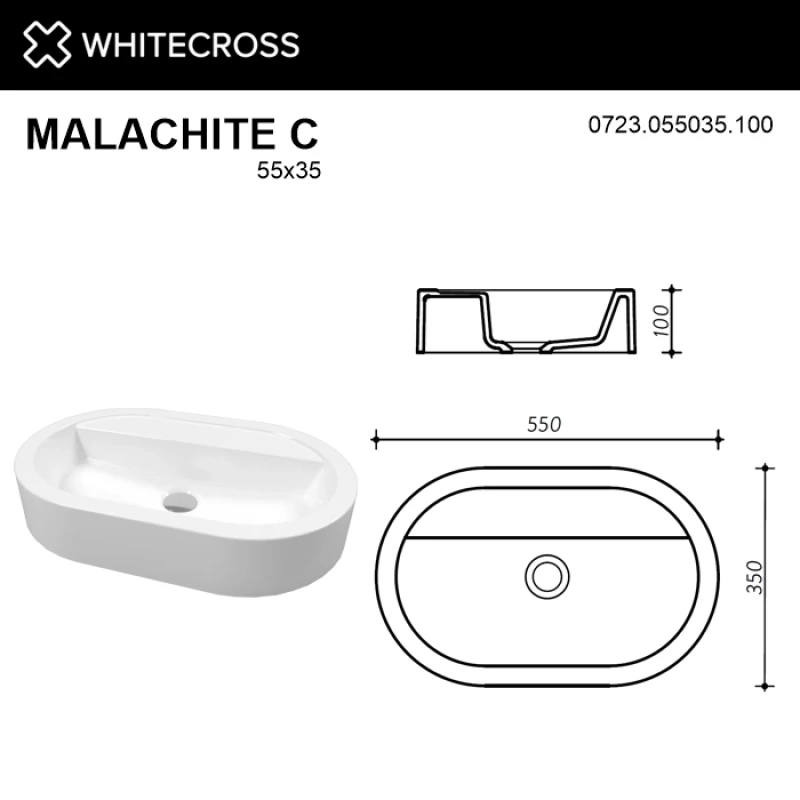 Раковина 55x35 см Whitecross Malachite C 0723.055035.100
