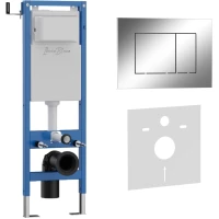 Инсталляция для унитаза Iberica Blanca Silencio Mini Esti-S IB.001M.852 с кнопкой смыва, хром