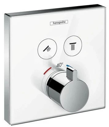 Термостат для двух потребителей Hansgrohe ShowerSelect Glass 15738400 термостат для 2 потребителей см hansgrohe showerselect 15765000