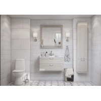 Комплект мебели дуб белый 80 см Акватон Леон 1A186301LBPS0 + 1A708031FB010 + 1A186402LBPS0