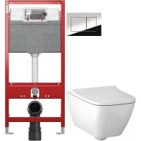 Комплект подвесной унитаз Geberit Smyle Square 500.683.01.1 + система инсталляции Tece 9300302 + 9240401