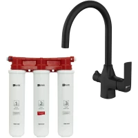 Смеситель для кухни Lemark Ursus LM7261BL085 с фильтром, черный матовый