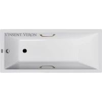 Ванна чугунная Vinsent Veron Square VSQ1407045H/VH0012BR 140x70 см, с ручками, белый