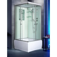 Душевая кабина WeltWasser Aller 904 10000003257 90x90x217 см, с крышей, гидромассажем, высокий поддон, профиль матовый хром, стекло прозрачное
