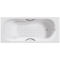 Ванна чугунная Delice Malibu DLR230609R-AS 170x75 см, с отверстиями под ручки, антискользящим покрытием, белый
