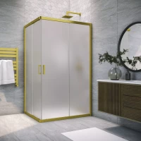 Душевой уголок Vegas Glass ZA-F NOVO h2000 110*95 03 10 110x95 см, профиль золотой матовый, стекло сатин
