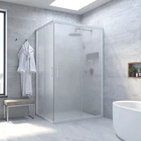 Душевой уголок Vegas Glass ZA-F NOVO h2000 120*95 01 10 120x95 см, профиль белый, стекло сатин