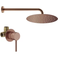 Душевой комплект Plumberia Selection IXO KITXO01RS 250 мм, со смесителем, медь матовая