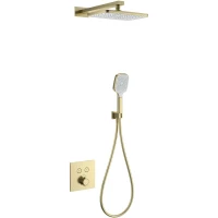 Душевой комплект Wonzon & Woghand WW-D2017-B-BG 300x200 мм, с термостатом, золотой матовый