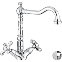 Смеситель для раковины Emmevi Deco Old 12613/BC с донным клапаном, хром/белый