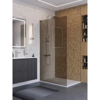 Душевая перегородка BelBagno Uno UNO-L-1-TB-100-BR-Cr 100 см, профиль хром, стекло бронза