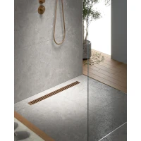 Душевой трап (лоток) Timo Drain System Lines DS230108/19 80 см, с решеткой, перфорированный, розовое золото матовый
