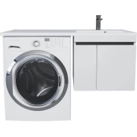 Тумба с раковиной Uperwood Magenta 52490000010 120 см R, подвесная, над стиральной машиной, белый матовый/графит матовый