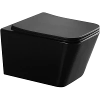 Унитаз подвесной GID Tr2155Bm безободковый, с сиденьем микролифт, черный матовый