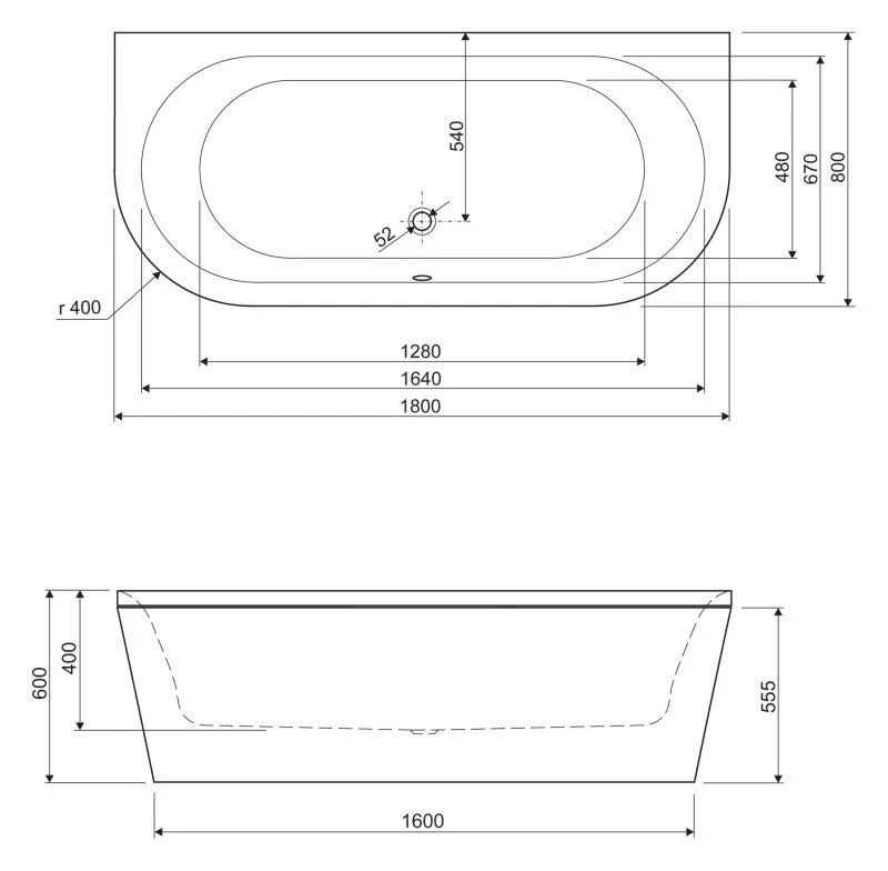Акриловая ванна 180x80 см Cezares Metauro METAURO-wall-180-80-40
