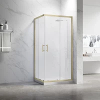 Душевой уголок Veconi Rovigo RV27G-100100-01-C8 100x100 см, профиль золотой матовый, стекло прозрачное
