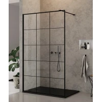 Душевая перегородка Ceruttispa Muza T100 98 см, профиль черный матовый, стекло прозрачное