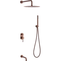 Душевой комплект Boheme Uno 464-2-CB 300 мм, со смесителем, медь матовая