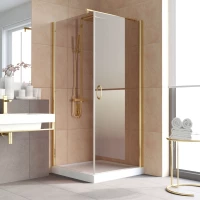 Душевой уголок Vegas Glass EP-Fis LUX 90*110 09 05 R 90x110 см R, профиль золотой, стекло бронза
