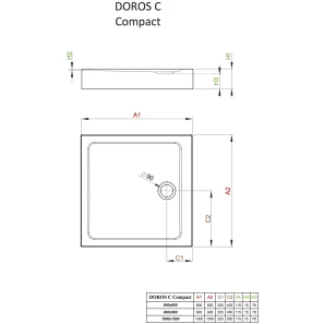 Изображение товара акриловый поддон 90x90 см radaway doros c compact sdrc9090-05