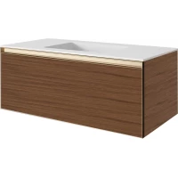 Тумба с раковиной Armadi Art Quatro Bilbao 790-M1-120-B-MG-LED + 793-120-W 121 см, подвесная, с подсветкой, дуб