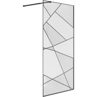 Душевая перегородка Niagara NG-680-10BLACK 100 см, профиль черный матовый, стекло прозрачное с рисунком