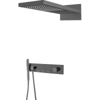 Душевой комплект Boheme Zodiac 132-SGM 230 мм, со смесителем, графит глянец