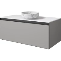 Тумба с раковиной Armadi Art Quatro Luna 790-M1-100-L-A + 792-100-W + 801-CLCT 101 см , подвесная, со столешницей, серый матовый