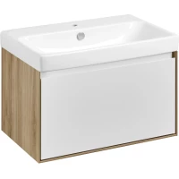 Тумба с раковиной дуб эльвезия/белый глянец 71 см Акватон Либерти 1A2798K0LYC70