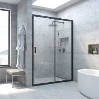 Душевая дверь Vegas Glass ZP Novo h2000 105 02M crystalvision 105 см, профиль черный матовый, стекло прозрачное