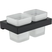 Стакан для зубных щеток Grocenberg AC0022BL двойной, настенный, черный матовый