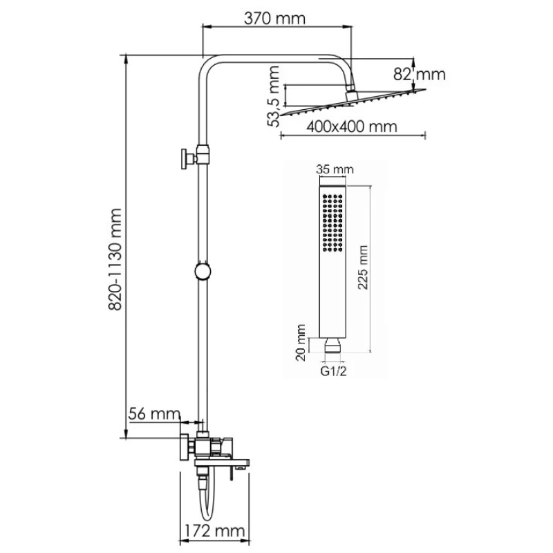 Душевая система 400 мм WasserKRAFT A177.119.103.087.CH