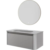 Комплект мебели Armadi Art Voi Luna 782-100-L + 786-100-L + 545-80-MG 102 см, подвесной, серый матовый