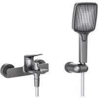 Смеситель для ванны Cezares Liner LINER-VD-GM с душевым гарнитуром, оружейная сталь матовый