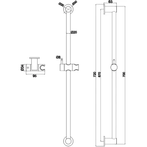 Изображение товара душевая штанга whitecross y y1010gm  72 см, оружейная сталь