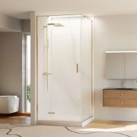 Душевой уголок Veconi Rovigo RV073G-9080-01-C4 90x80 см, профиль золотой матовый, стекло прозрачное