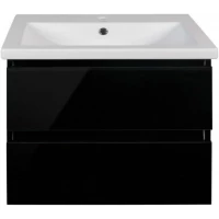 Тумба с раковиной черный глянец 80 см Style Line Даймонд СС-00000497 + ЛС-00000156