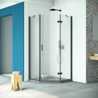 Душевой уголок Vegas Glass AFA-Pen Retta 100 02M 02 R 100x100 см R, профиль черный матовый, стекло шиншилла