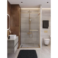 Душевая дверь Cezares Lux LUX-B-FS-11-120-C-BORO 120 см, профиль золотой матовый, стекло прозрачное