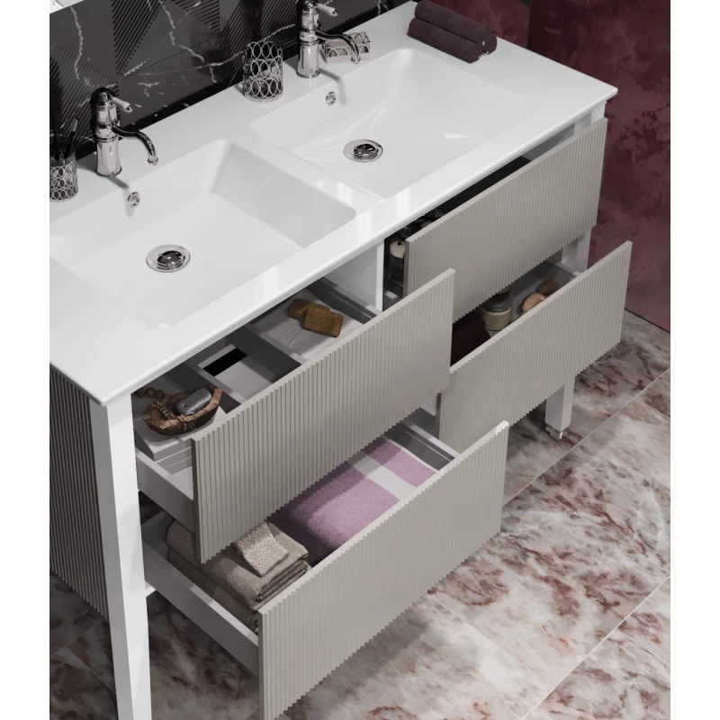 Комплект мебели серый/белый 121 см Opadiris Рубинно