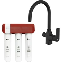 Смеситель для кухни Lemark Ursus LM7261BL086 с фильтром, черный матовый