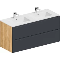 Тумба под раковину ЗОВ Дион D120GD 119 см, подвесная, графит матовый/дуб медовый