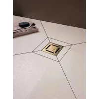 Душевой трап Berges Zentrum Norma 092363 148x148/50 мм, с решеткой, перфорированный, золотой